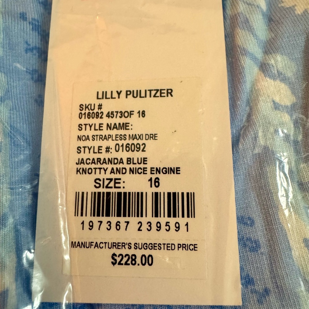 NWT Lilly Pulitzer 16 NOA STRAPLESS MAXI DRESS 👗“Jacaranda Blue” MSRP $228 sz 16 - Picture 7 of 9